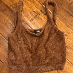 Carbon Brown Fuzzy Women's Top